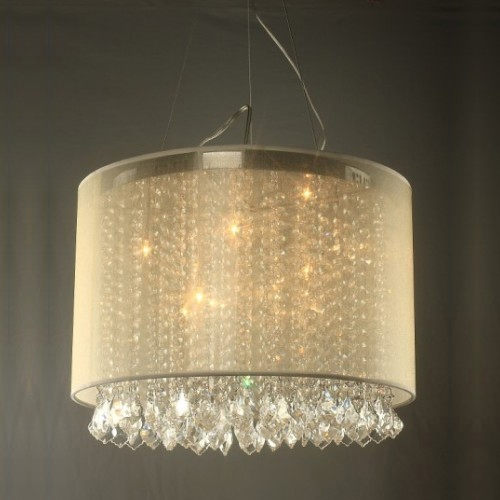 Ceiling Light Metal Frame and Fabric Shade in White